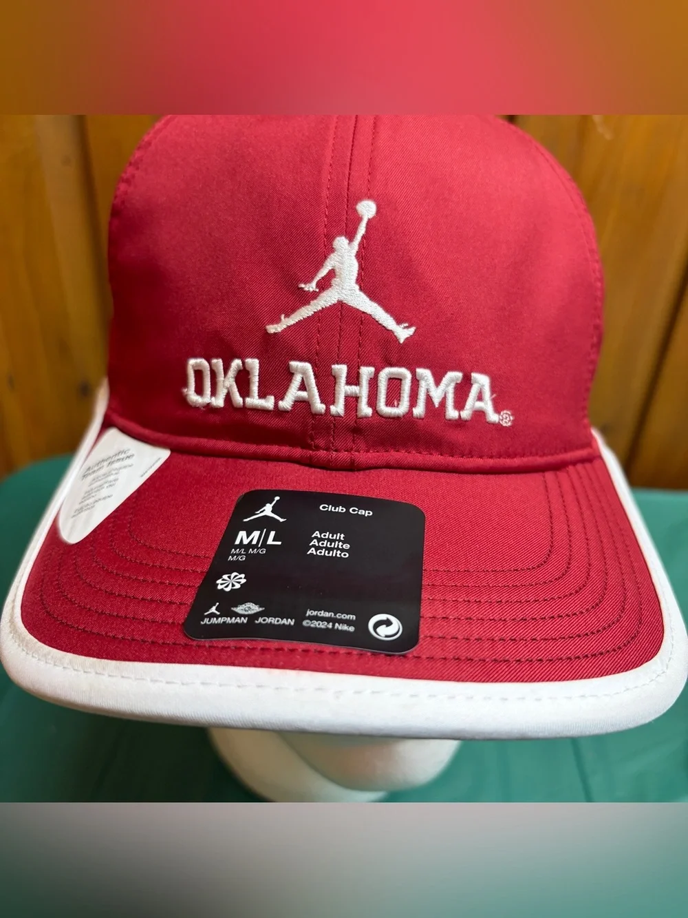 Oklahoma Sooners Jordan Hat Cap Dri-FIT Strapback Hat M/L NWT! Nike Running